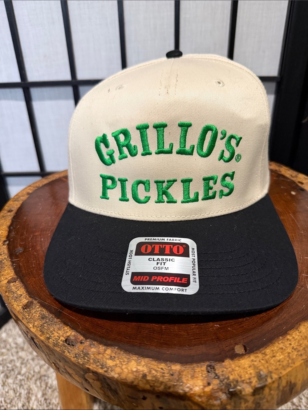 Grillo’s Pickles OTTO Snapback Hat Cream NEW Adjustable Classic Fit NEW